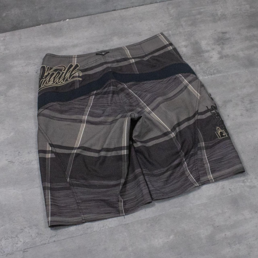 Y2K 2000's 00's O'Neil Super Freak Baggy Plaid Checked Cargo Black Short's